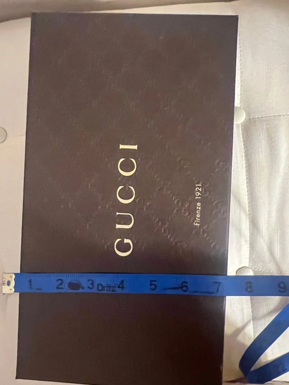 Gucci Dark Brown Embossed Logo Gift Box with Gold Lettering